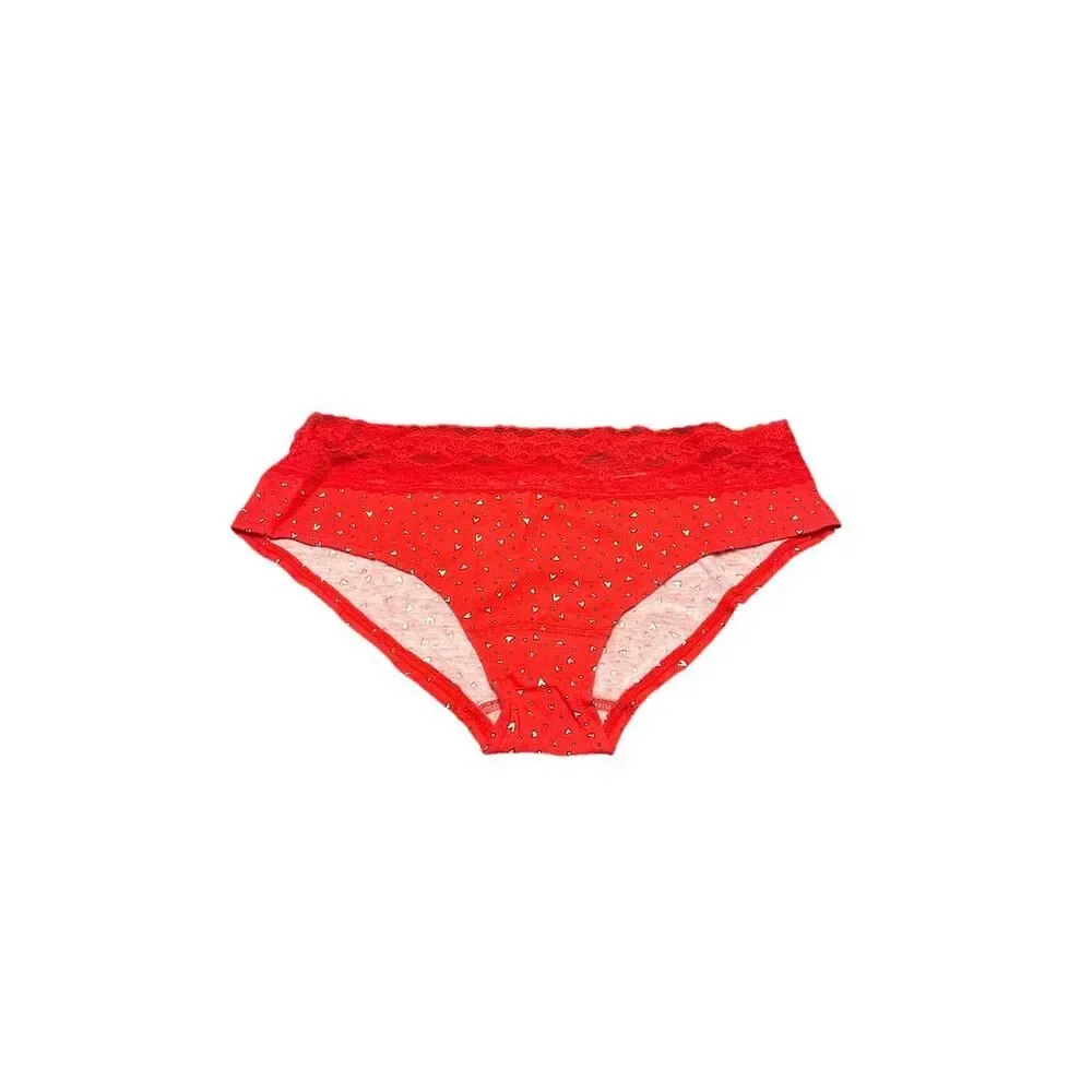 VTG. NEW w/ tag LG. Victoria's Secret Low Rise Hiphugger Red Hearts Lace Band